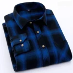 New Fashion Plaid Shirt Long Sleeve Shirt for Men-Blue / M